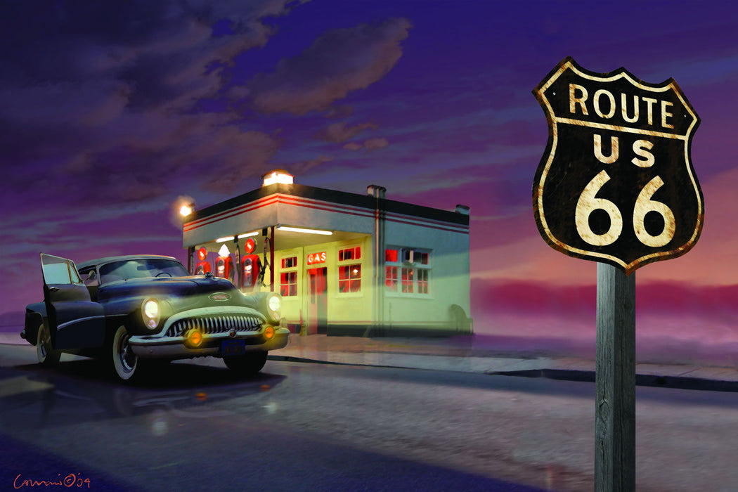 Framed Small - Route 66 By Yellow Cafe - Purple