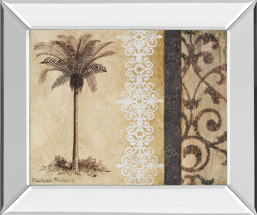 Decorative Palm Il By Michael Marcon - Mirror Framed Print Wall Art - Beige