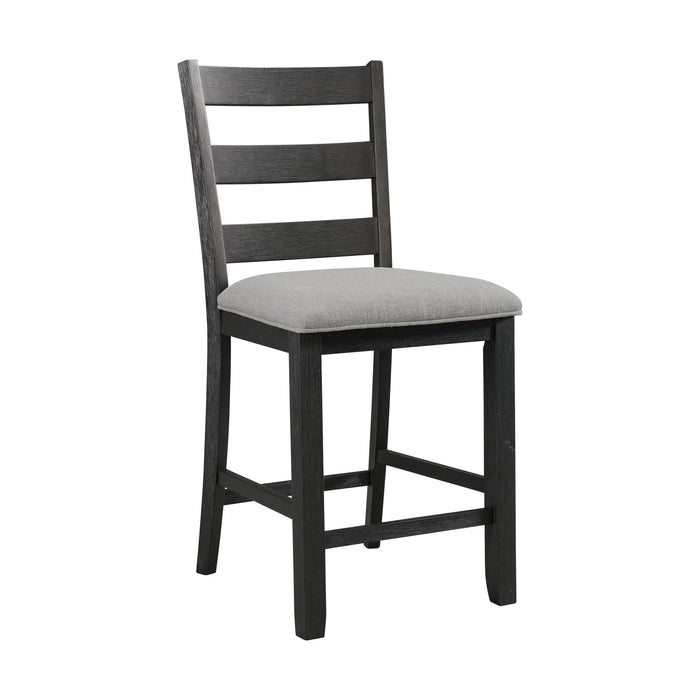 Martin - Counter Side Chair With Grey Fabric (Set of 2) - Black Finish