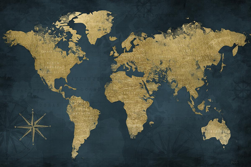 Navy Gold Map By Natalie Carpentieri - Blue