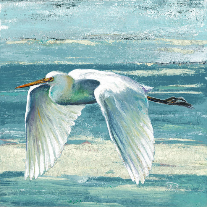 39x39 Framed Small - Great Egret II By Patricia - Blue