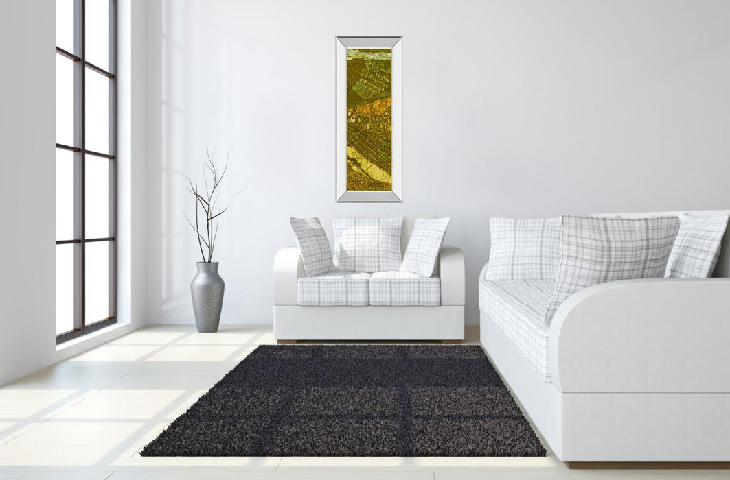 Vineyard Batik Il By Andrea Davis - Mirror Framed Print Wall Art - Green