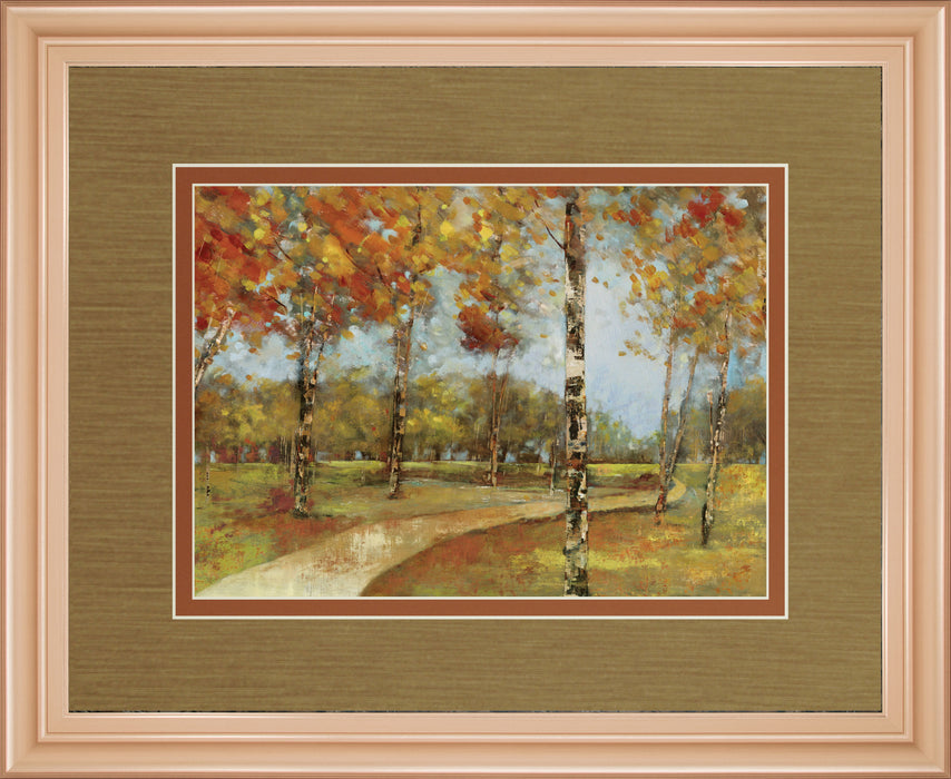 Autumn Path By Carmen Dolce - Framed Print Wall Art - Dark Brown