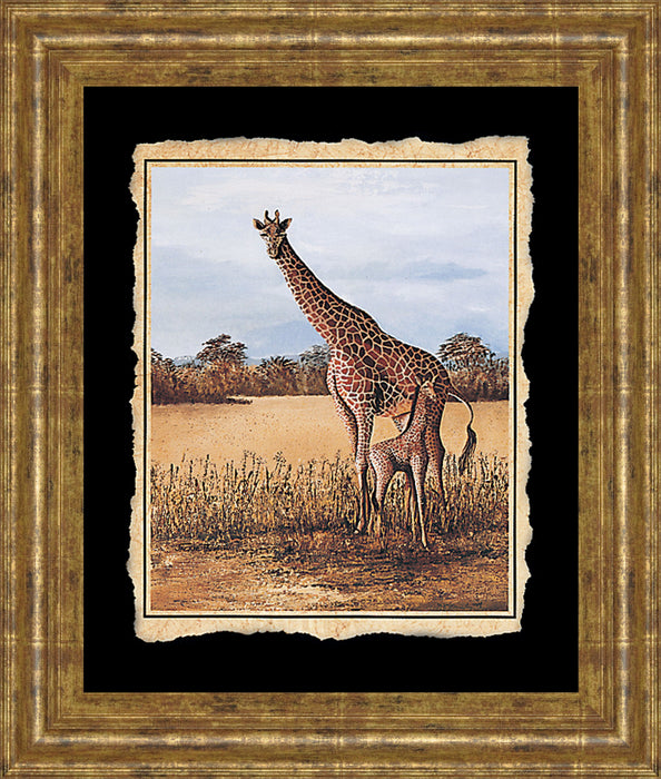 Giraffe - Framed Print Wall Art - Beige