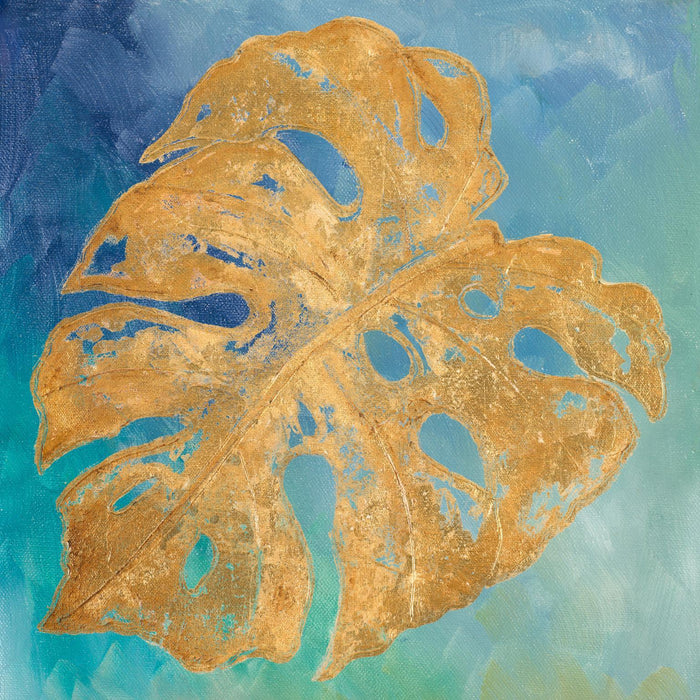 Teal Gold Leaf Palm II By Patricia Pinto - Gold