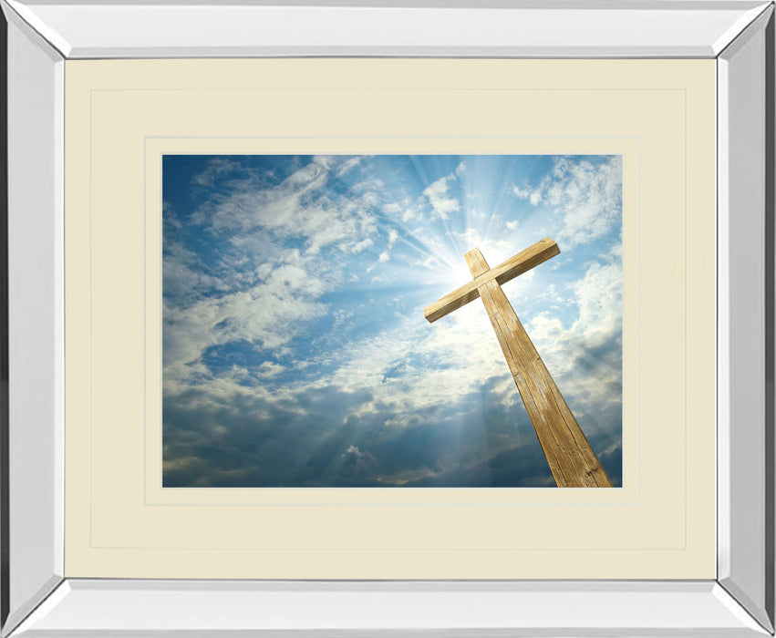 Cross In The Sky By Viadischern - Mirror Framed Photo Print Wall Art - Blue