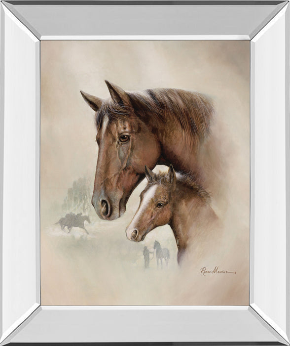 Race Horse I By Ruane Manning - Mirror Framed Print Wall Art - Dark Brown