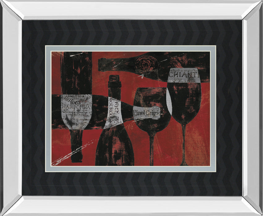 Wine Selection IIl By Daphane Brissonet - Mirror Framed Print Wall Art - Red