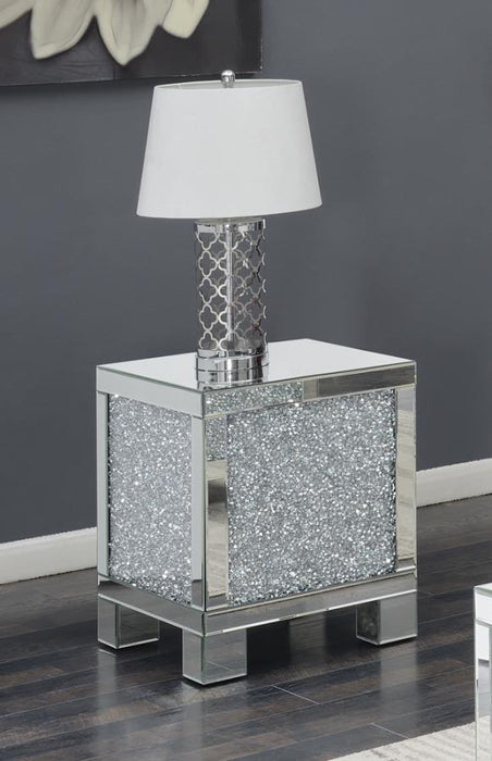 Gillian - Square End Table - Silver and Clear Mirror