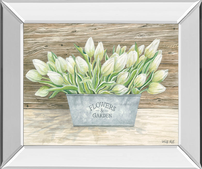Flowers & Garden Tulips By Cindy Jacobs - Mirror Framed Print Wall Art - Green