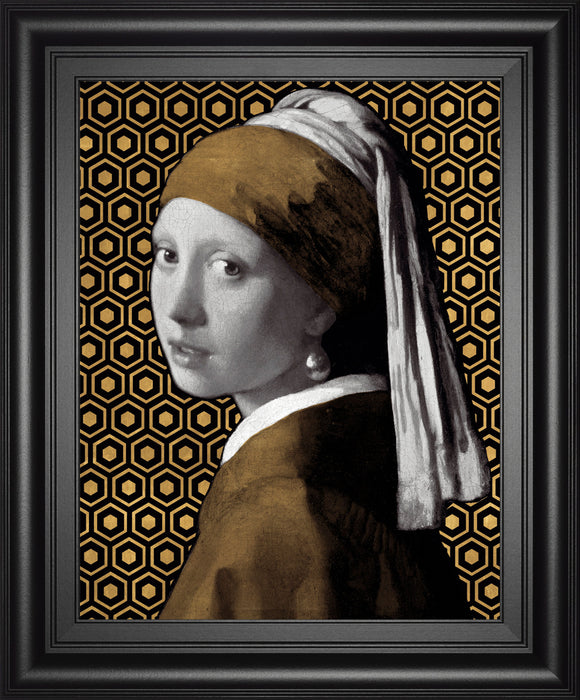 Gilded Earring (After Jan Vermeer) By Eccentric Accents - Framed Print Wall Art - Yellow