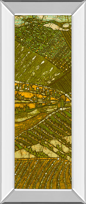Vineyard Batik I By Andrea Davis - Mirror Framed Print Wall Art - Green