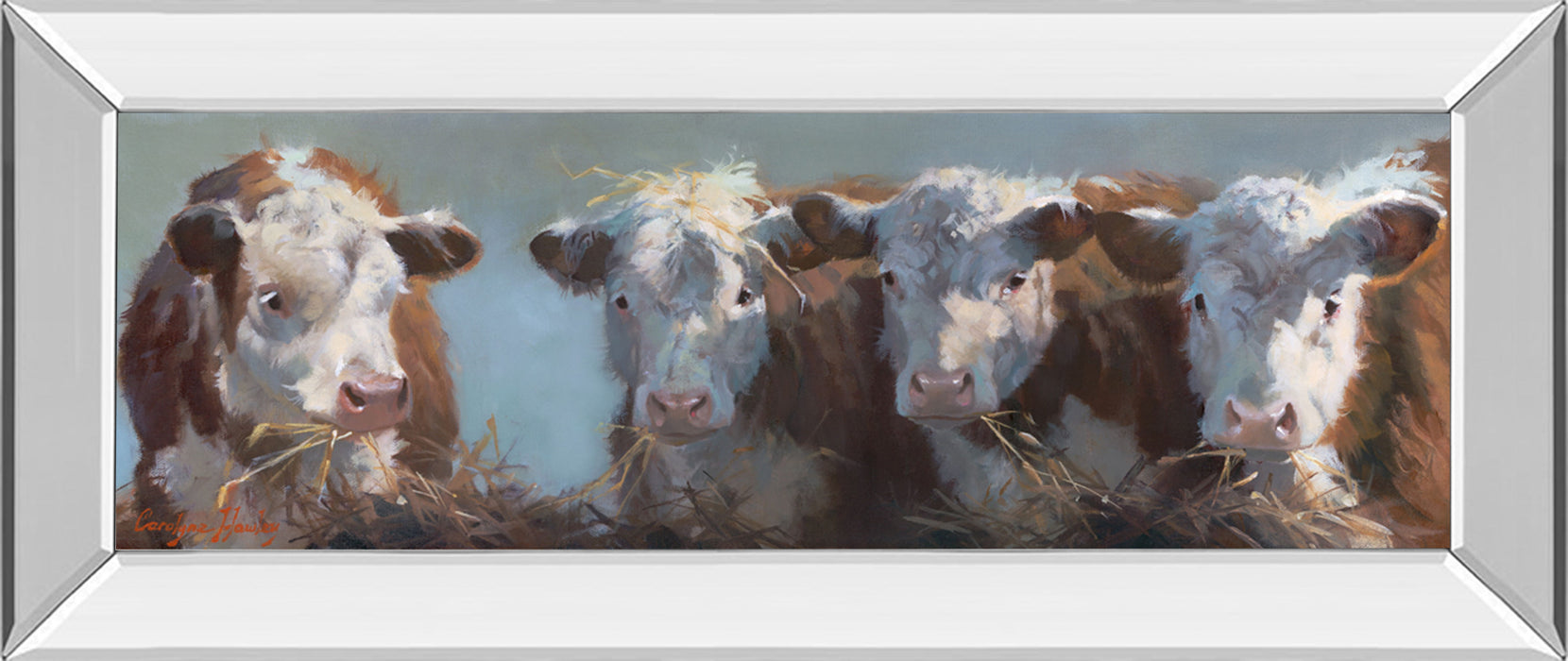Little Bull & The Babes By Carolyne Hawley - Framed Print Wall Art - White