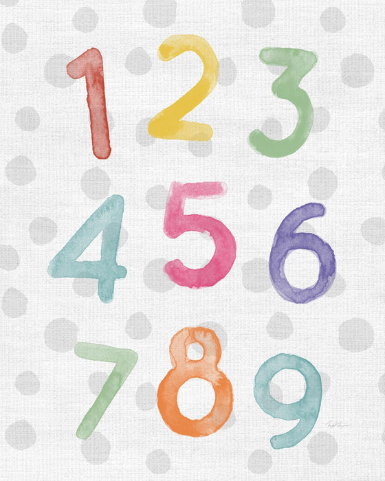 Small - Watercolor Numbers By Natalie Carpentieri - Pearl Silver
