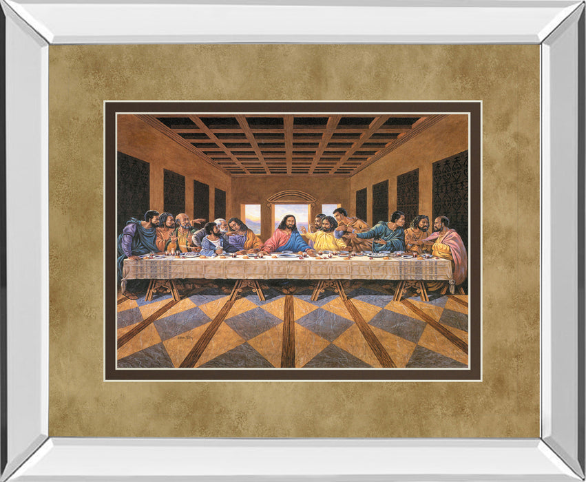 Last Supper (African American) - Mirror Framed Print Wall Art - Dark Brown