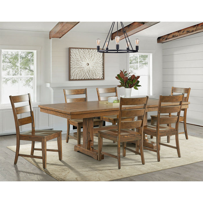 Silas - 7 Piece Dining Set, Table & Six Side Chairs - Antique Oak