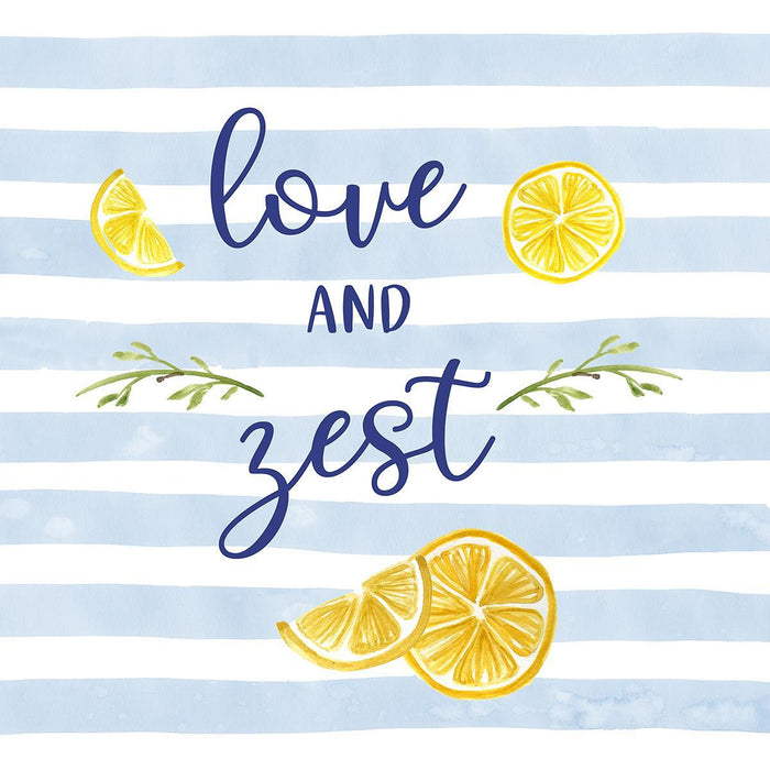 Love And Zest Lemons By Carol Robinson (Framed) - Light Blue