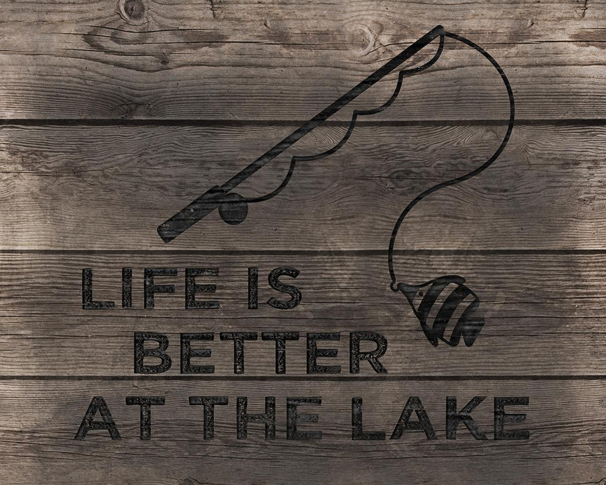 Better At The Lake By Cad Designs (Framed) (Small) - Dark Brown