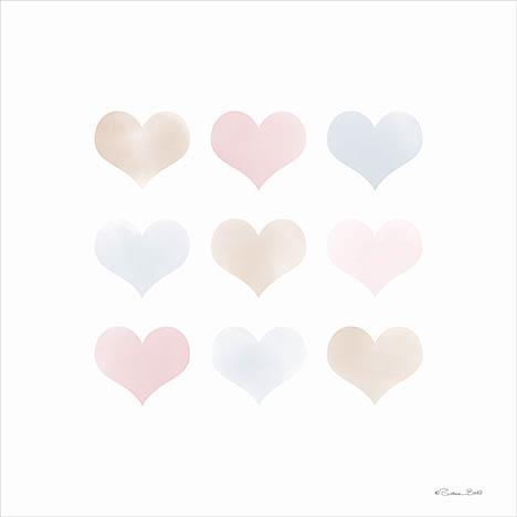 Watercolor Hearts By Susan Ball (Framed) (Small) - Pink