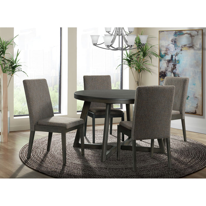 Cross - Round 5 Piece Dining Set Table & Four Chairs - Gray