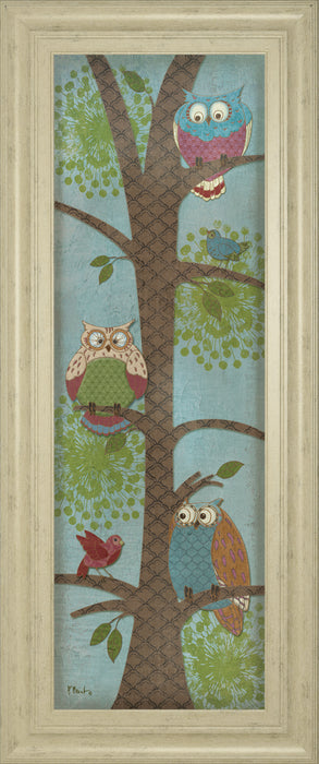 Fantasy Owls Panel Il By Paul Brent - Framed Print Wall Art - Blue