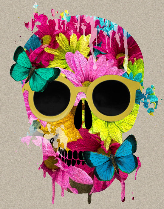 Floral Skull By Daniela Santiago - Pink