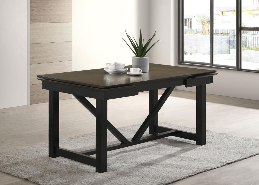 Malia - Rectangular Dining Table With Refractory Extension Leaf - Black