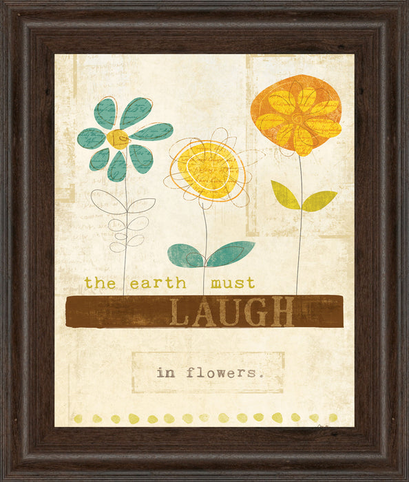 Laugh In Flowers By Mollie B - Framed Print Wall Art - Orange