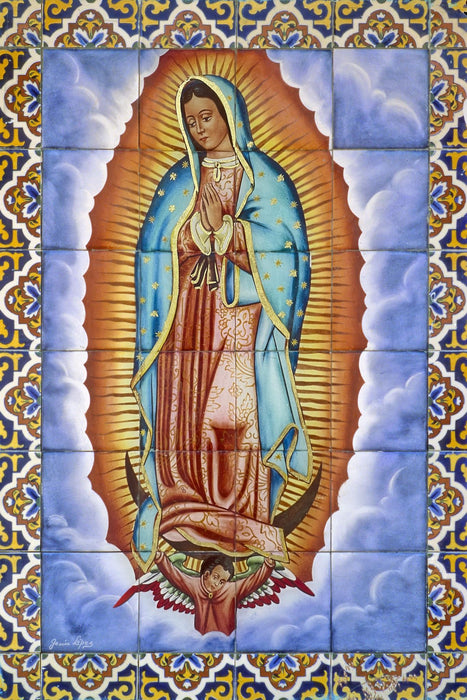 Tempered Glass With Foil - Virgin Mary - Blue