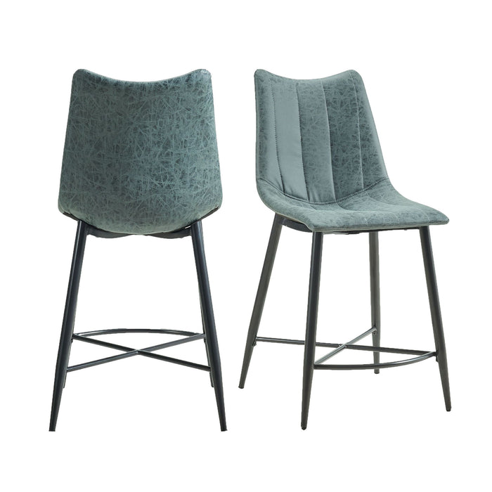 Riko - Counter Height Side Chair (Set of 2) - Gray/Gun Metal