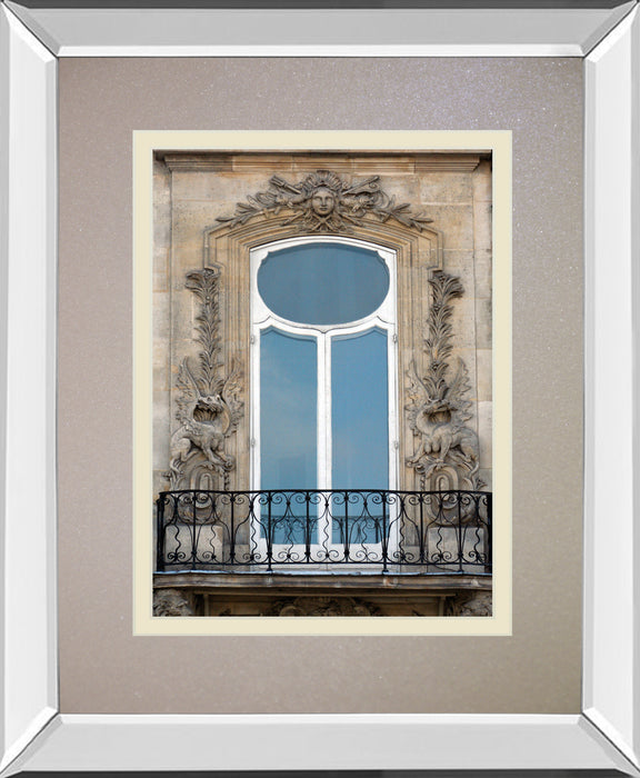 Rue De Paris IIl By Tony Koukos - Mirror Framed Print Wall Art - Beige