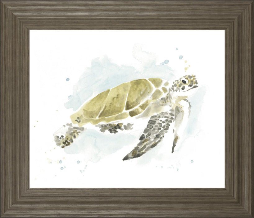 22x26 Watercolor Sea Turtle Study I By June Erica Vess - Dark Green