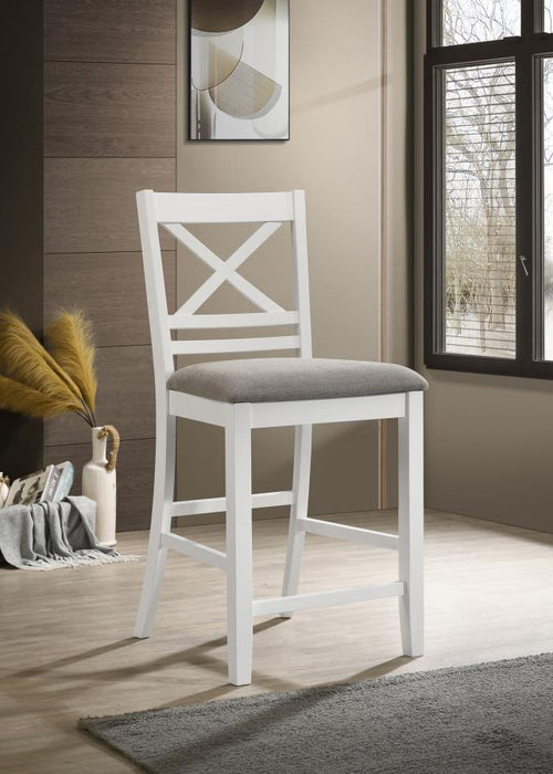 Hollis - X-Back Counter Height Dining Chair (Set of 2) - White And Light Gray