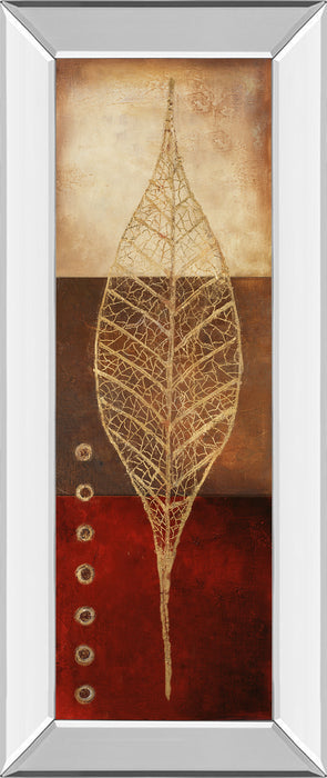 Fossil Leaves Il By Patricia Pinto - Mirror Framed Print Wall Art - Red