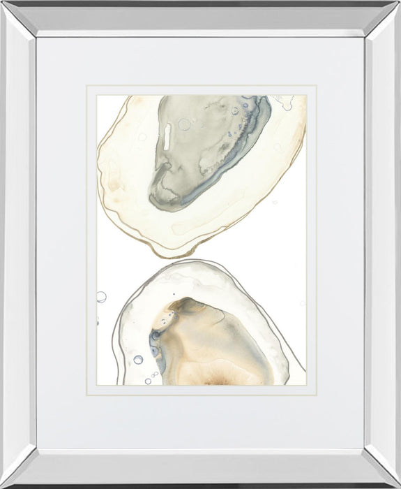 Ocean Oysters II By June Erica Vess, Mirrored Frame - Light Blue