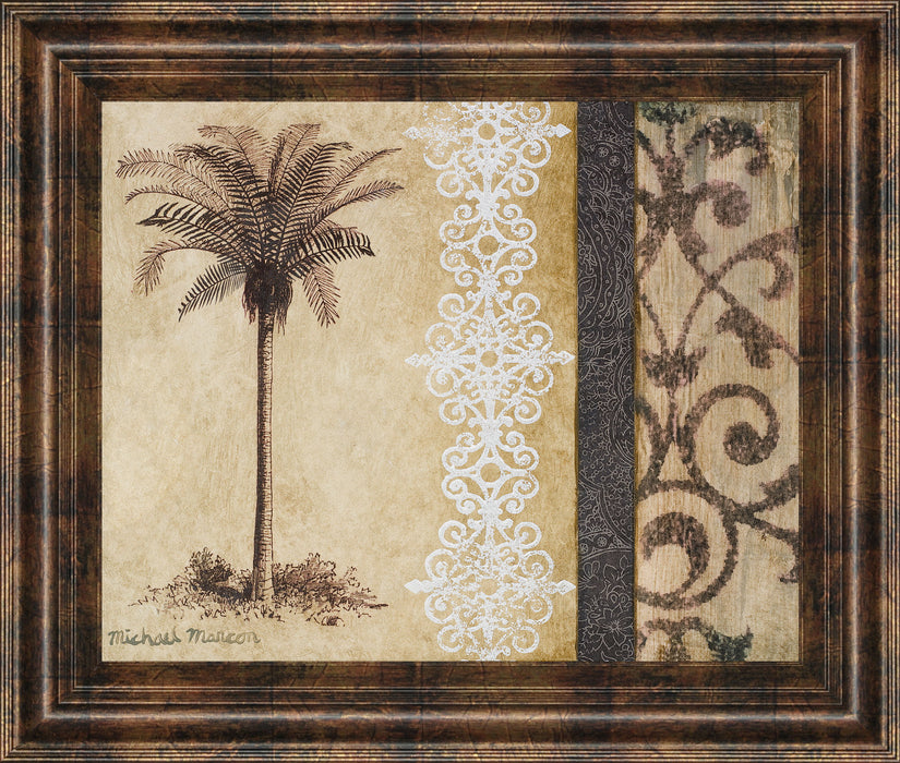 Decorative Palm Il By Michael Marcon - Framed Print Wall Art - Beige