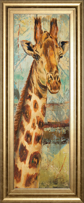 New Safari On Teal I By Patricia Pinto - Framed Print Wall Art - Dark Brown