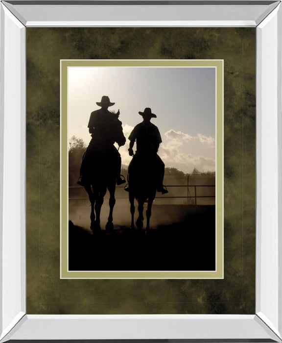 Cavaliers Cowboys By Yann Siwiak - Mirrored Framed Print Wall Art - Dark Brown