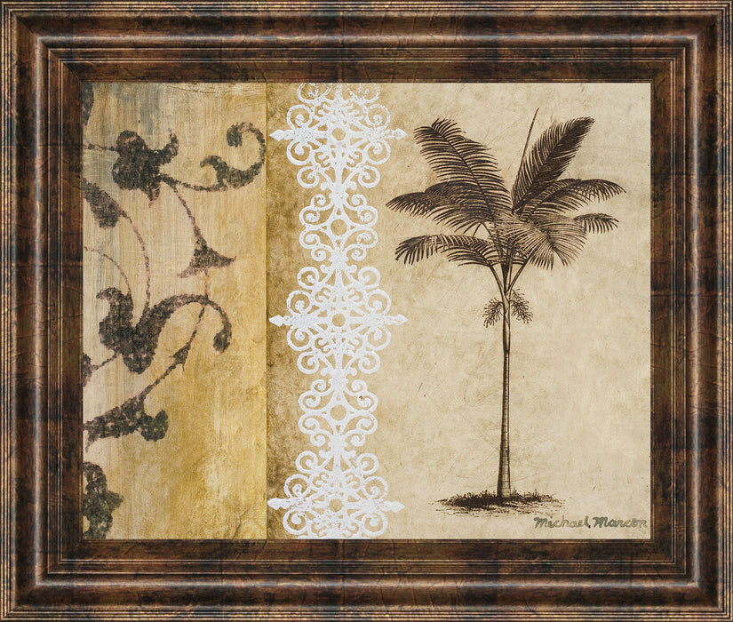 Decorative Palm I By Michael Marcon - Framed Print Wall Art - Beige