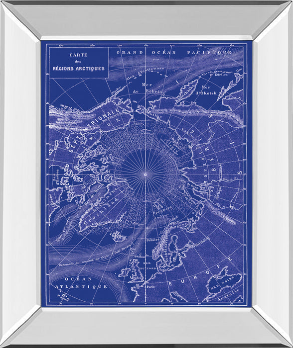 Arctic Map By The Vintage Collection - Mirror Framed Print Wall Art - Blue