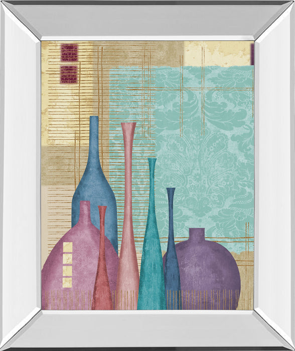 Raku I By Linda Wood - Mirror Framed Print Wall Art - Purple