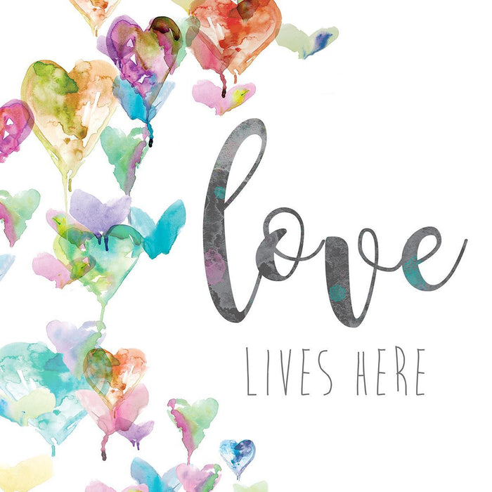 Love Lives Here Hearts By Carol Robinson (Framed) - Pink