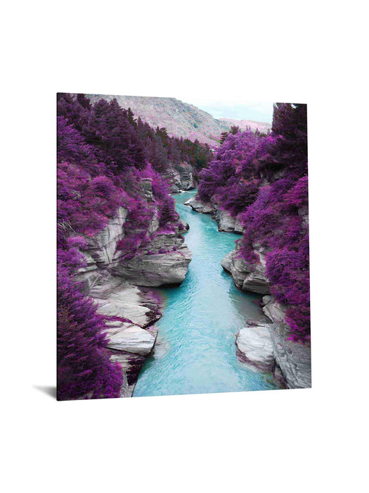 Floating Tempered Glass With Foil Between Mountains - Purple