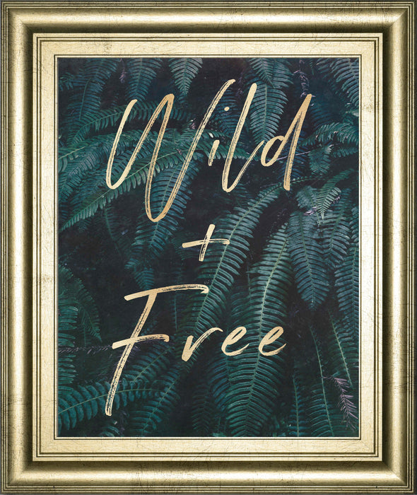 Wild And Free Gold & Green Ferns By Nature Magick - Framed Print Wall Art - Dark Green