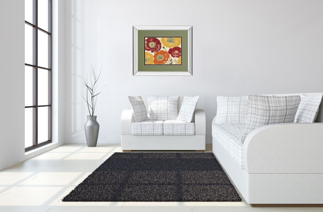 A Poppy's Touch I Spice By Daphne Brissonnet - Mirror Framed Print Wall Art - Orange