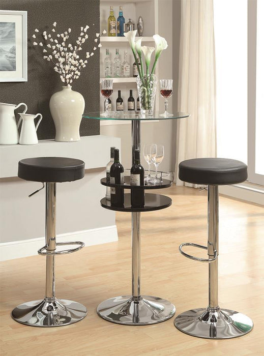 Gianella - Glass Top Bar Table With Wine Storage - Black And Chrome