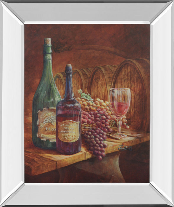 Vintage Wine IV - Mirror Framed Print Wall Art - Dark Brown
