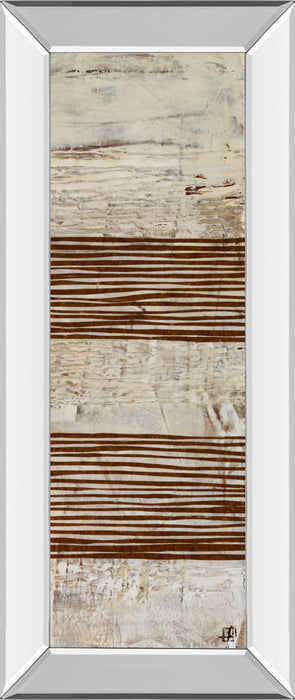 White Stripes Il By Natalie Avondet - Mirror Framed Print Wall Art - Dark Brown
