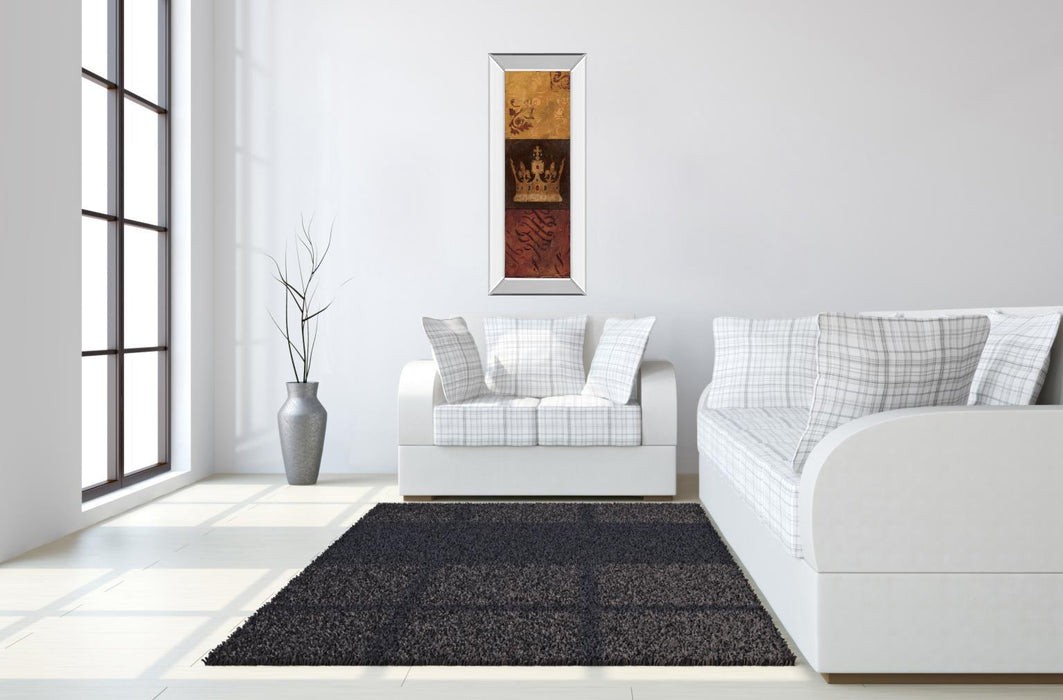 Regal Panel I By Avery Tillmon - Mirror Framed Print Wall Art - Dark Brown