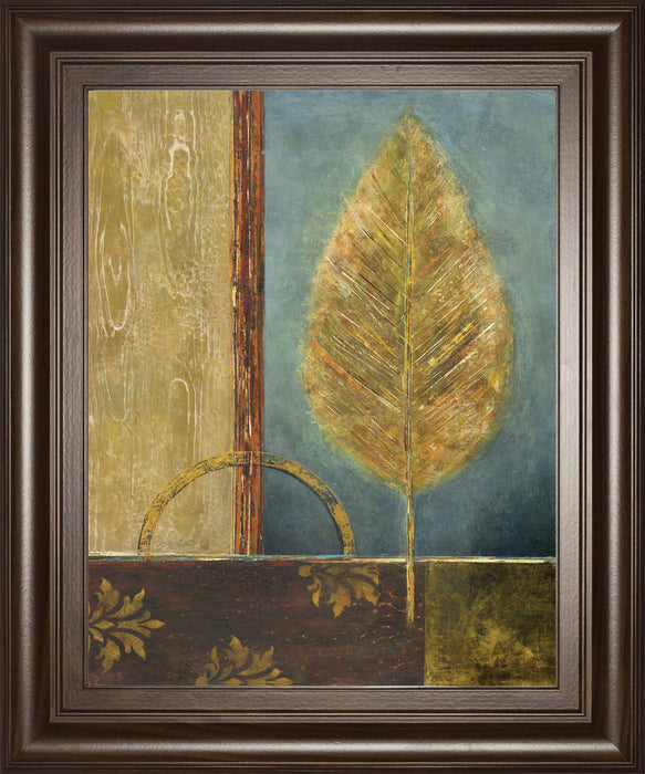 Azure Leaf By Viola Lee - Framed Print Wall Art - Bronze